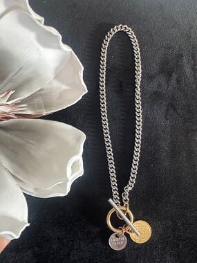 Two-Tone Toggle Necklace with Gold Accent Discs